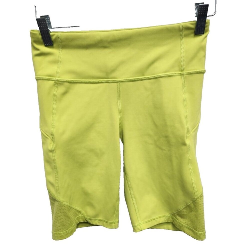 Athleta Womens Contender 9" PowerLift Biker Shorts Size XS Neon Green Activewear
